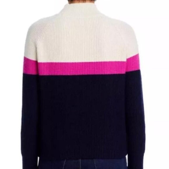 Aqua Cashmere Color Block Chevron Sweater Size Large NWT - Picture 4 of 6
